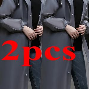TEMU 성인용 비옷 2개, EVA 통체육복 방수복 보온 보온성 강화형, 여행용, 야외 사이클링용, 조임끈 포함 휴대용 비옷, 하이킹용, 휴대용 성인 여성용 비옷