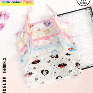 TEMU 5개 여아용 캐미솔 토끼 하트 프린트 컬러 패치워크 디자인 얇은 어깨 스트랩 여아용 편안하고 통기성 좋은 속옷, 랜덤 색상 귀여운 여아 옷