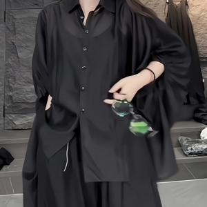 러플 여성 의류, 스타일리시하고 다재다능한, 슈퍼 페어리 루즈 트렌치 코트 셔츠, 유럽 2026 여름 패션 단색 폴로 칼라 셔츠 셔츠 캐주얼 셔츠 가디건, 여성 캐주얼 여름 셔츠