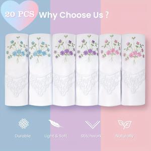 TEMU 여성을 위한 20개입 자수 빈티지 플로럴 레이스 손수건 세트, 결혼식 및 파티에 완벽