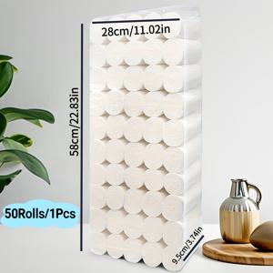 50롤 스톡 팩, 50G/롤 4중 두꺼운 무심지 롤 페이퍼, 지역 목재 펄프 가정용 화장지, 상업용 핸드 타월 주방 티슈, 떨어지지 않는 칩이 없는 유연하고 흡수성이 뛰어난 화장지