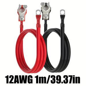 10AWG/12AWG 배터리 인버터 케이블 및 터미널 커넥터 자동차 배터리 터미널 탑 컬럼 범용 음극 및 양극 RV-30cm/11.81인치 50cm/19.68인치 1m/43인치 자동차, 트럭, , 태양광 배터리용
