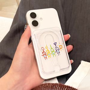 TEMU 라인 돌 패턴 강력 자석 카드 홀더, 스타일리시하고 내구성 있는 PC 소재. 삼성 및 아이폰 등 자기식 휴대폰/케이스 호환 가능. 은행카드, 신용카드, 멤버십 카드 1~4장 보관 가능. 폰 액세서리, 카드 정리함, 데코레이티브 케이스, 가벼운 디자인, 컴팩트 오거나이저, 슬림 카드 케이스, 여행자에게 적합한 라이프스타일