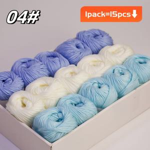 TEMU 15개/750G 고급 혼방 실크 실 세트 - 3가지 색상 조합 소프트 크림, 멀티컬러 손뜨개 실, 담요, 스카프, 가디건, 숄 및 공예품 제작에 적합