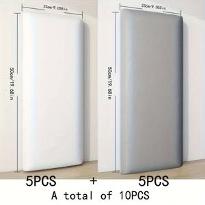 TEMU 23x50cm 인조 가죽 소재 소프트 패킹 10개 세트, 두꺼운 3D 소프트 헤드보드 벽지, DIY 간편한 필앤필 부착, 3D 자체 접착식 벽 패널, 다다미 침대 옆용 부드러운 엣지, 벽 보호 패널, 헤드보드용 벽 가드, 다다미 충돌 방지 장식용 소프트 패킹