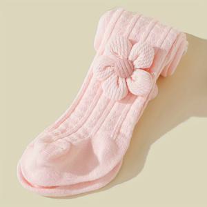 TEMU 사계절용 단색 여아용 하트 패턴 꽃무늬 타이츠 1켤레, 생일, 휴일, 데일리웨어용