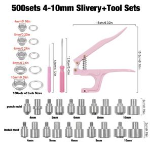 TEMU 100/500 세트 메탈 아일렛 (설정 도구 키트 포함), 4-10mm 아일렛 패브릭 하드웨어, 의류/지갑/가방/핸드백/신발/수공예 및 가죽 공예용
