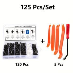 TEMU 125개/세트 자동차 패스너 모음 키트 (제거 도구 포함), 범용 차량 나일론 플라스틱 리벳, 도어 패널 범퍼 클립 세트 (차량 트림 및 패널 수리용), 남자친구, 아버지의 기념일 선물용 선물 상자