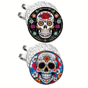 TEMU 2개입 자석 해골 골프 마커, 튼튼하고 생생한 블랙 해골 골프공 마커 (자석 캡 클립 포함) | 사용하기 쉬운 골프 액세서리, 공 위치 정렬에 적합, 골퍼를 위한 완벽한 선물, 골프 애호가, 아빠, 남자친구, 남편, 생일, 은퇴 선물