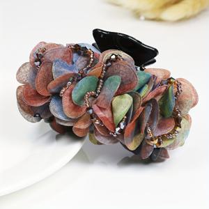 대형 무지갯빛 다중 레이어 패브リック 꽃 머리핀 1개, 사계절용 화려한 꽃 클로 클립, 구슬 장식이 있는 수공예품, 불규칙한 랜덤 패턴으로 만든 정교한 꽃, 긴 머리를 가진 우아한 여성을 위한 스타일리시한 새로운 디자인, 올려진 머리용 헤어 액세서리, 어머니의 날 헤어 액세서리 선물, 생일 또는 발렌타인데이 선물로 이상적인 선택, 스타일 헤드웨어