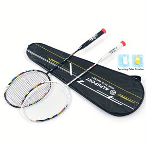TEMU FENG 8U 풀카본파이버 배드민턴 라켓, 고탄성 샤프트, 블랙 & 화이트 색상 선택 가능, 그립 테이프 및 보관 가방 포함, 장력 ≤32lbs의 공격형 라켓, 중급 배드민턴 선수용, 실내 훈련 및 대회용