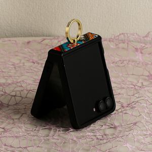 TEMU 휴대폰 케이스 - 패션 PC 소재 풀커버 휴대폰 케이스 에스닉 스타일 가죽 유 느낌 슬로우 링 스탠드 갤럭시 Z 플립 3/4/5/6/7 시리즈 휴대폰 케이스에 적합