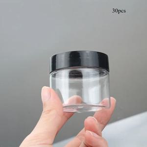 TEMU 30개 50ml 투명 플라스틱 라운드 용기 블랙 뚜껑, 누수 방지 와이드 마우스 화장품 용기 슬라임, 뷰티 제품, 크림, 스크럽, 목욕 소금, 로션 보관용