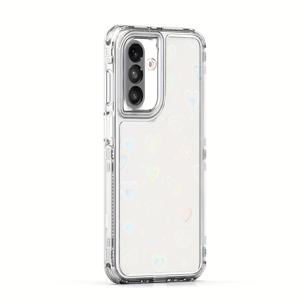 TEMU 휴대폰 케이스 - 3-In-1 아크릴 투명 종이 탈착식 휴대폰 케이스, 삼성 갤럭시 S25 S24 S23 A17 A16 A56 A55 A54 A36 A35 A26 A25 A24 A15 A14 울트라 플러스 5G 방수 섬세한 쉬머 반짝이 여성 패션 폰 케이스