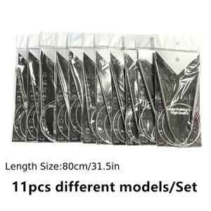 TEMU 11개/팩, 모델 6#-16# 스테인리스 스틸 원형 뜨개질 바늘 세트 (스웨터, 뜨개질 의류, 모자, 스카프 및 직조 도구용)