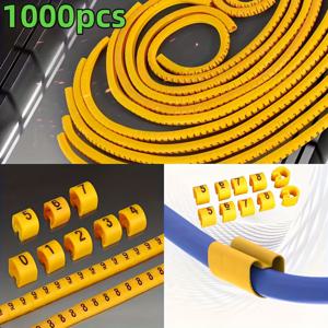 TEMU EC-1 시리즈 숫자 디지트 튜브 0-9 포함 1000개 노란색 PVC 케이블 식별 라벨, 3.0 Sq.Mm에서 5.2 Sq.Mm까지의 직경 범위에 적합한 케이블 마킹 슬리브, 케이블 슬리브