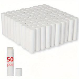 TEMU 50개 화이트 5.5g 오프 립스틱 튜브, 빈 플라스틱 립글로스 용기, DIY 홈메이드 립스틱, 립밤, 솔리드 퍼퓸용 회전 가능한 데오도란트 용기, 완벽한 선물