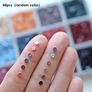 TEMU 48개 초소형 버튼 - 0.3cm/0.12인치 원형 재봉 버튼, 빈티지 색상 (네이비, 레드, 브라운, 블루, 그린, 퍼플, 블랙, 핑크, 오렌지, 청록색, 시안, 레드) - 인형 옷, 미니어처 공예, 의류 장식용 - 재봉, 뜨개질에 적합