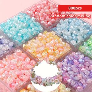 TEMU 800/400개 8mm 랜덤 컬러 혼합 아크릴 더블 컬러 카멜리아 비즈 팔찌 목걸이 DIY 핸드메이드 액세서리, 팔찌 목걸이 귀걸이 공예 필러 소품