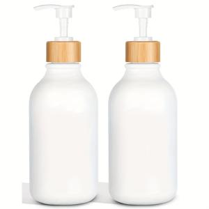 TEMU 화이트 샤워 젤 및 샴푸 디스펜싱 병 2개, 500ml 대용량, 펌프 헤드 디스펜싱 병, 리필 가능 샤워 젤 병, 액체 비누, 손세정기, 샤워 젤, 샴푸, 바디 로션에 적합, 스티커 또는 라벨은 포함되어 있지 않습니다.