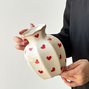 1개 모던 로맨틱 따뜻한 러스틱 핸드페인팅 하트 세라믹 화병 - 거실, 식당, 침실, 서재, 게스트하우스 장식용