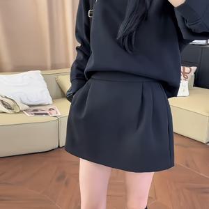 TEMU 블랙 플로럴 버드 스커트, 미디 스커트, 신상 다용도 A라인 스커트, 리틀 블랙 드레스, 정장 숏 스커트