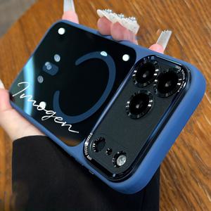 휴대폰 케이스 - 맞춤 DIY 이름 각인 iPhone 17Pro Max, 17 Air, 17 Pro, 17 호환, 고급스러운 반투명 블랙 보호 메탈 렌즈 프레임 케이스, 간편하고 스타일리시한 아크릴 하드 케이스, 남녀 선물