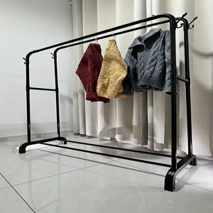TEMU 더블 로드 코트 & 모자 걸이 - 헤비듀티 블랙 & 화이트 솔리드 메탈 더블 로드 행거, 공간절약형 독립형 디자인, 쉬운 조립, 침실, 세탁실, 거실용 멀티 기능 의류 전시대, 업그레이드된 솔리드 메탈로 안정성 강화, 튼튼한 옷걸이, 건조대, 컬럼 스타일 코트 & 모자 스탠드, 침실 수납, 디자인,내구성 있는 옷걸이,소형 공간 솔루션