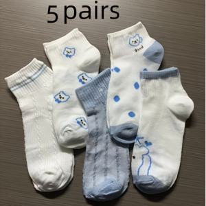 TEMU 5켤레 여성 봄 여름 만화 귀여운 스위트 숏 삭스