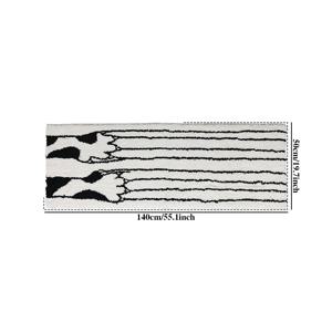 TEMU 1개 인조 캐시미어 1000G 두꺼운 10mm 40X110cm 침실 카펫 미끄럼 방지 부드럽고 푹신한 바닥 매트 블랙 앤 화이트 귀여운 고양이 스크래치 크랙 긴 러그 거실 소파 옷장 라운지에 적합