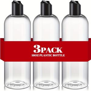 TEMU 샴푸 및 컨디셔너용 리필 가능한 여행용 병 3개 세트 16Oz/500Ml, 블랙 디스크 탑 특징, 로션 및 화장품에 이상적, 샤워 젤 및 크림에 적합