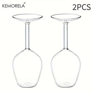 TEMU KEMORELA 1/2개 세트 400ml/13.5oz 고붕규산 유리 레드 와인 역모양 고블렛, 핸드블로운, 파손 방지, 재사용 가능, 다용도, 손세척 전용, 밴드 없음, 발렌타인데이, 크리스마스, 할로윈, 부활절, 하누카, 추수감사절용