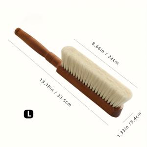 TEMU 1개 나무 손잡이 부드러운 먼지 브러시 - 침대, 소파, 가구, 코트 청소에 완벽 - 재사용 가능, 천연 섬유 브러시 | 내구성 있는 나무 손잡이, 먼지 브러시, 가정용 먼지 브러시