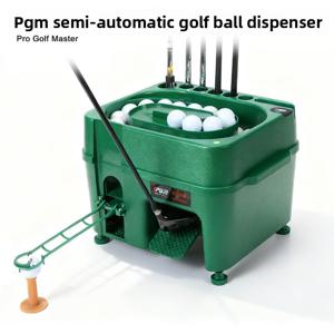 TEMU 1 PGM 반자동 골프공 디스펜서 | 클럽 홀더, 다기능 티 박스, 그린 색상, 비충전식 전원 모드, 범용 사용에 적합한 실내 골프|골프티