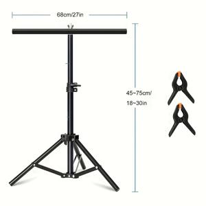 30인치(약 76.2cm) 소형 T자형 지지대 라이트 스탠드 미니 스탠드, 스튜디오 데스크탑 배경지 및 T자형 배경 지지 프레임 크로스바 포함, 클립 2개