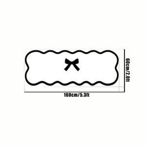 TEMU 프렌치 로맨틱 크리에이티브 흑백 리본 프린트 거실 카펫 1개, 10mm 두께 고급 인조 캐시미어, 점박이 플라스틱 미끄럼 방지 뒷면, 고급 가정 장식, 드레스룸, 소파, 커피 테이블 매트, 트렌디한 컬러 블록 디자인, 침실 침대 옆 러그