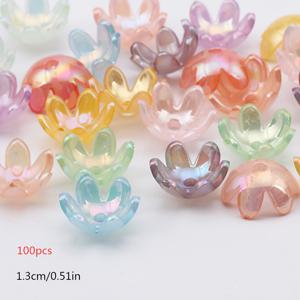 TEMU 부드러운 색상의 AB 6엽 꽃 아크릴 비즈 100개입. 주얼리 제작, 귀걸이, 키체인, 목걸이에 적합 - 주얼리 추가를 위한 창의적인 공예 재료