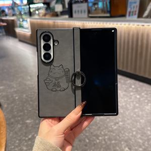TEMU 휴대폰 케이스 - 삼성 Zfold3/4/5/6/7용 멀티 컬러 텍스처 링 홀더 휴대폰 케이스, 3단 디자인