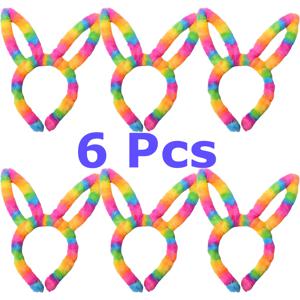 TEMU 남녀를 위한 선물 6/12개 귀여운 컬러풀 토끼 귀 머리끈, 테마 파티 머리띠에 적합, 멀티 아이템 파티 선물 패키지
