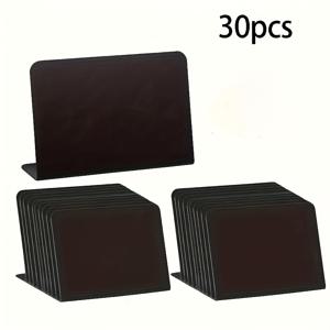 30개 미니 L자형 지우개 PVC 블랙 칠판 스타일 데스크 정리함 - 컴팩트 필기 표면, 메모, 할 일 목록, 메뉴 디스플레이용 - 사무실, 가정, 레스토랑 사용, 사무실 책상 액세서리, 작업 정리, 디자인, 기능적 장식, 컴팩트 디자인, 내구성 있는 필기 표면