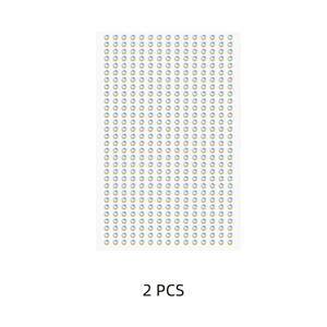 TEMU 3mm, 4mm, 5mm, 6mm, 8mm, 10mm, 그리고 12mm 자체 접착식 흰색 AB 라인스톤 스티커, 원형 보석 스티커 2매/세트, 섬세한 아이 메이크업, 패셔너블한 네일 아트, 공예 및 무대 공연 장식에 사용