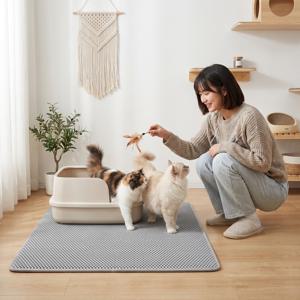 TEMU 고양이 모래매트 사막화방지 벌집매트 이중구조 모래포집 모래 안튀는 발바닥 모래 감소 방수 미끄럼방지 초대형 고양이용품