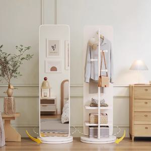 TEMU 전신거울 행거, 2-in-1 디자인, 360° 회전, 옷걸이, 가방걸이, 스카프걸이 등 기능. 침실, 발코니, 거실 등에 적합 스탠드 전신거울 옷걸이. 43*165cm