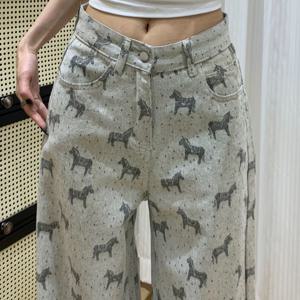 TEMU 여성용 아메리칸 레트로 개성 와이드 레그 청바지 여름 2026 신상 디자인 하이웨이스트 루즈핏 바닥까지의 긴 팬츠