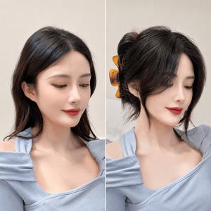 TEMU 페이스 라인 커브 사이드 뱅 가발 핀 옆머리 앞머리 간편 데일리 부분 가발