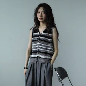 TEMU 봄, 여름, 가을 신상 레트로 조끼 가디건 V넥 싱글 브레스트 탑 얇은 출퇴근용 게으른 니치 디자인
