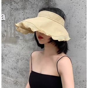 TEMU 물결 린넨 돌돌이 썬캡 자외선차단 여름 바캉스 여행 비치모자 와이드 선캡 NF