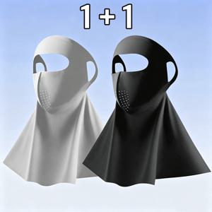 TEMU 1+1 여름 아이스 실크 자외선차단 올페이스커버 썬캡모자 얼굴햇빛가리개