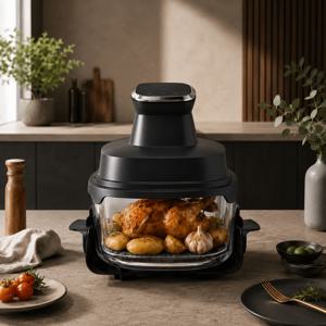TEMU LED 디스플레이 간편터치 스텐 기름망 퓨어 글라스 에어프라이어