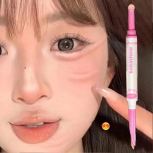 TEMU 투톤 애교살펜슬 음영 라이너 스틱 애교살 펜슬 애교살 섀도우 눈 밑 애교살 펜슬 스틱 (증정하다 핑크 글리터 아이섀도우)